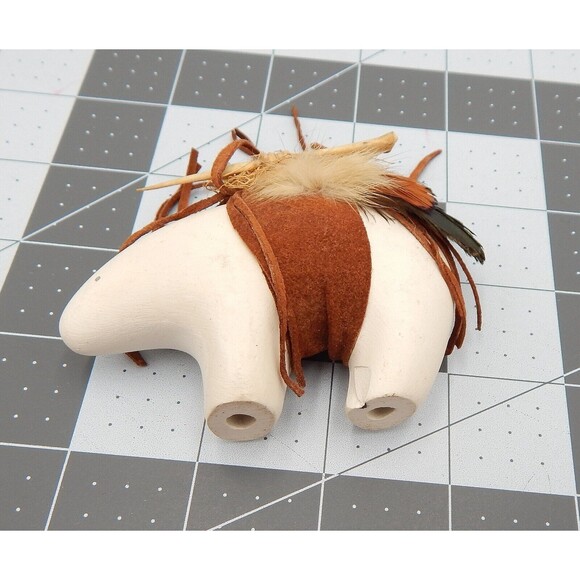 Fetish White Bear Feather Offering Signed Iesaray '94 3 inch Southwest Decor - Picture 6 of 8